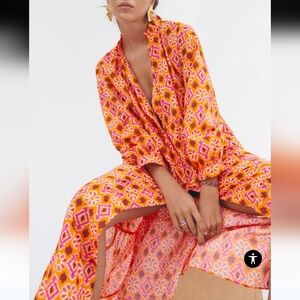 ZARA Blogger Favorite The Selma Long Print Dress Size LARGE